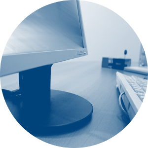 computer and keyboard on desktop